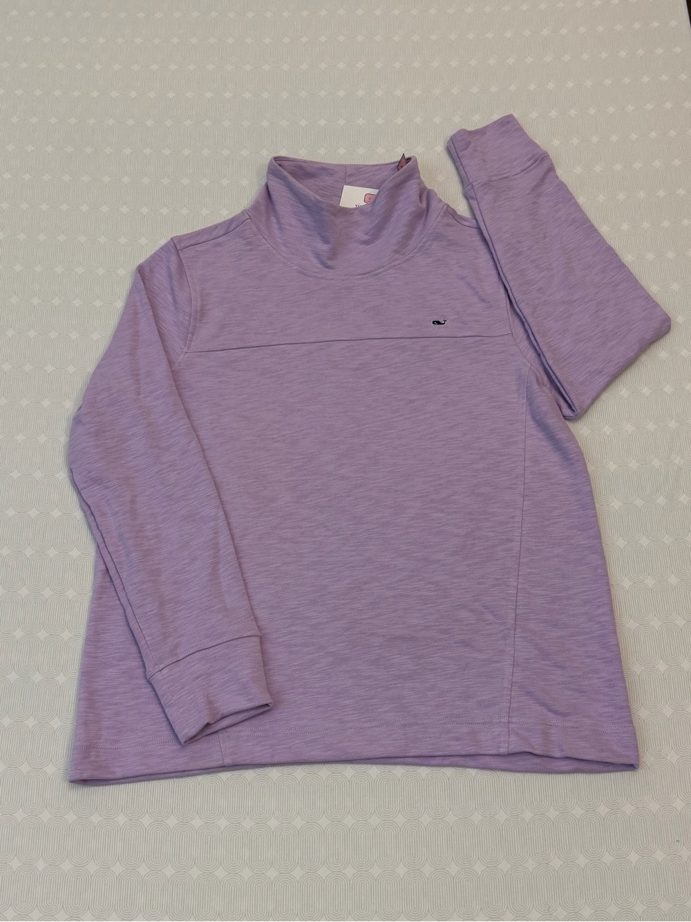 Vineyard Vines Womens Slub Funnel Neck Pullover Large Sea Grape Purple NWT